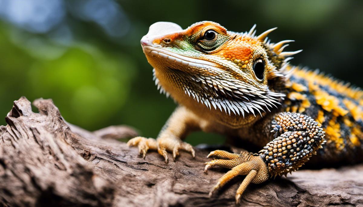 A close-up image of blackberries and a bearded dragon to highlight the connection between the two.